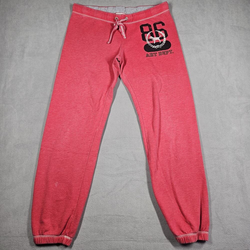 Y2K PINK Victorias Secret Jogger Sweatpants Womens Medium Light Red Spellout